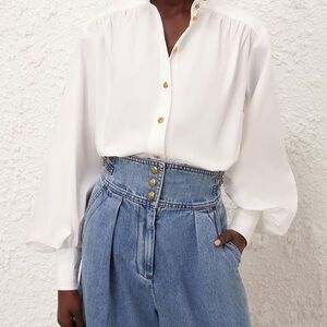 Zimmermann Ivory Blouse with Gold Buttons